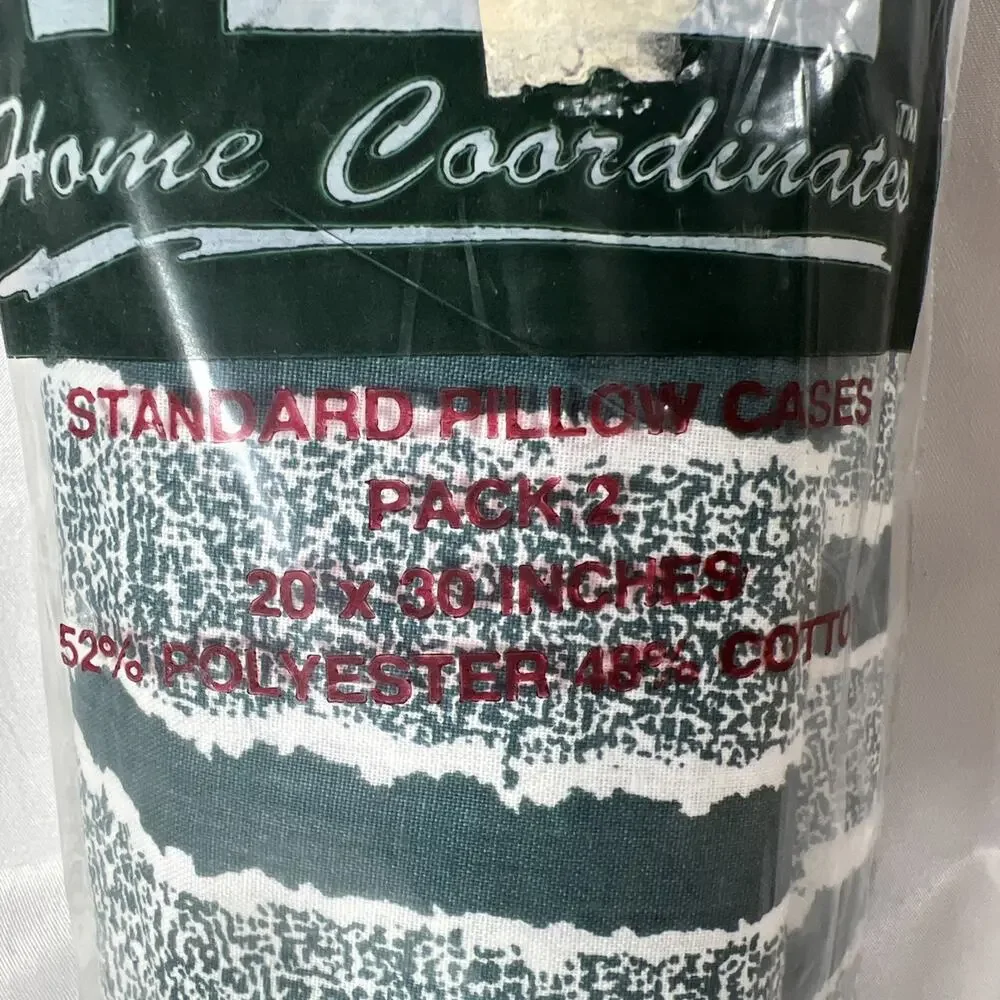Vintage 1995 Home Coordinate Standard Pillowcases 20x30 Abstract Teal 2 Pack